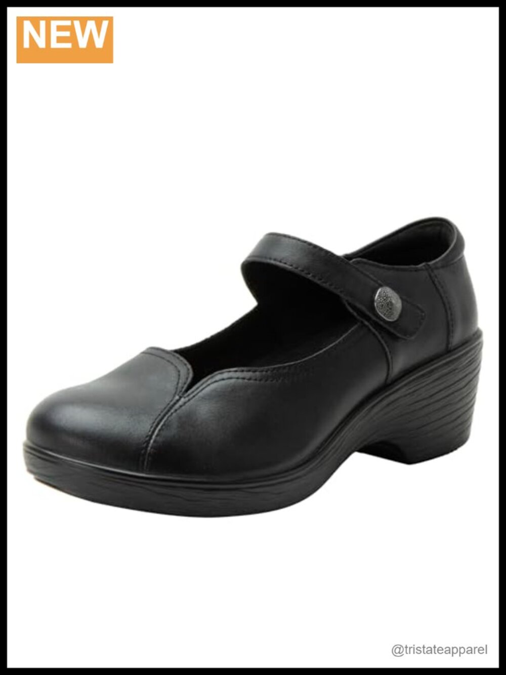 Alegria Saylar Leather Cut-Out Mary Jane Wedge Pump Cushioned Insole